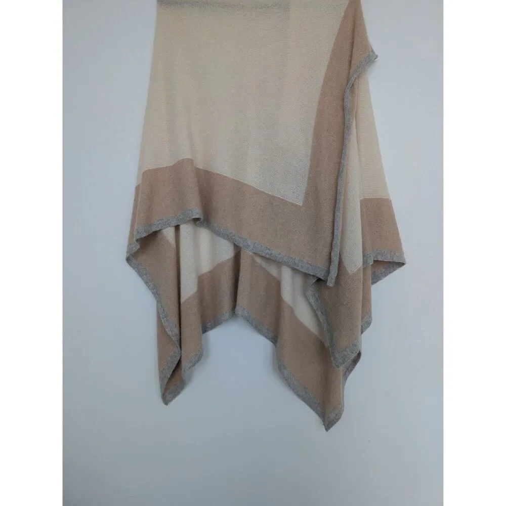 J. McLaughlin Cashmere Colorblock Poncho Shawl Wrap Kimono Cardigan One Size - Picture 9 of 16